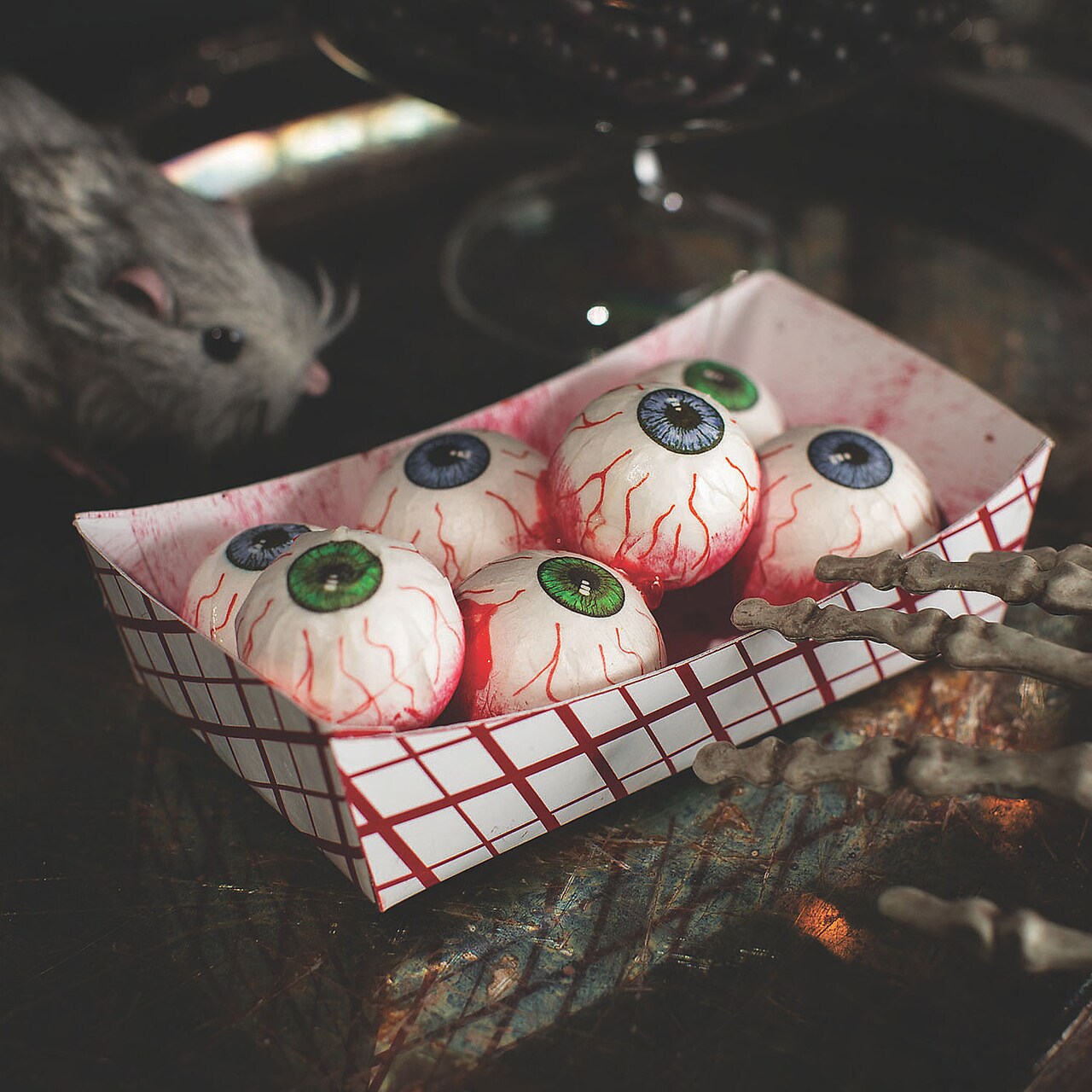 61/4* x 21/2" Food Tray of Spooky Eyeballs Foam Halloween Decoration